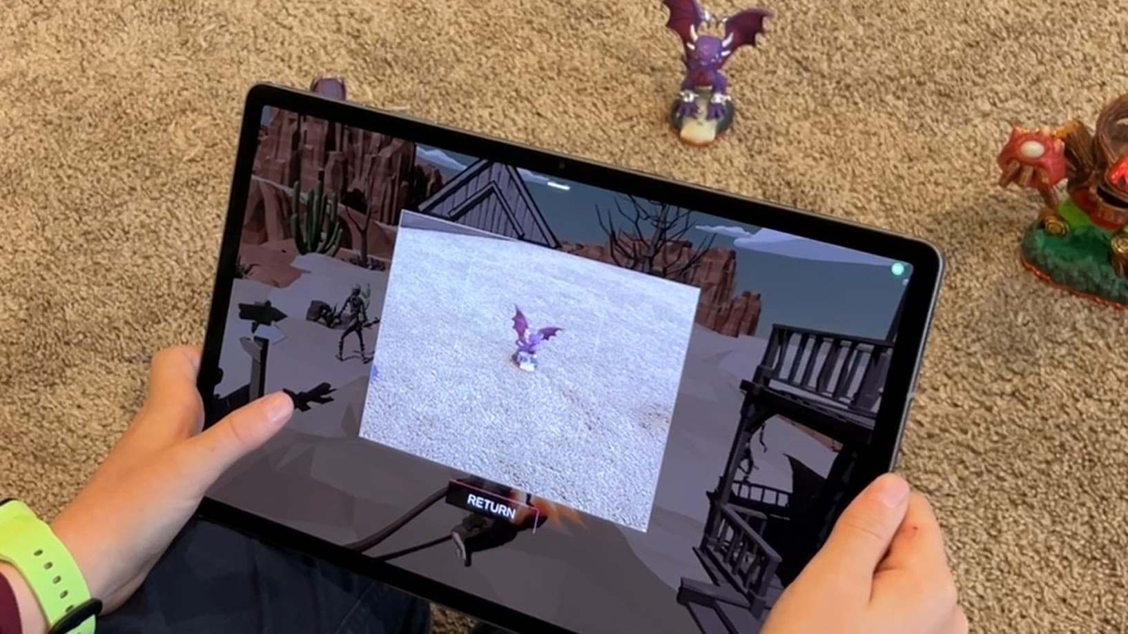 Toy recognition scanning flow shown on a tablet